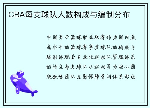 CBA每支球队人数构成与编制分布